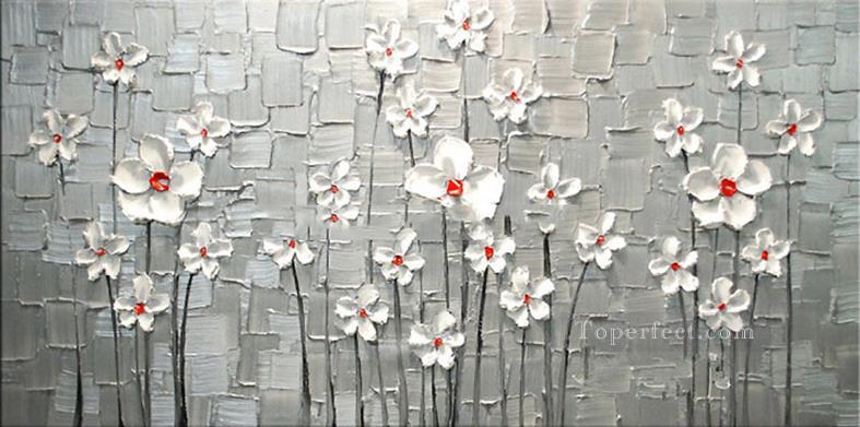 weißen Blumen 3D Textur Ölgemälde